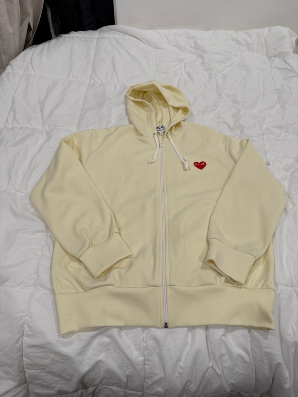 Comme Des Garçons Play Hooded Zip Up Ivory Size L